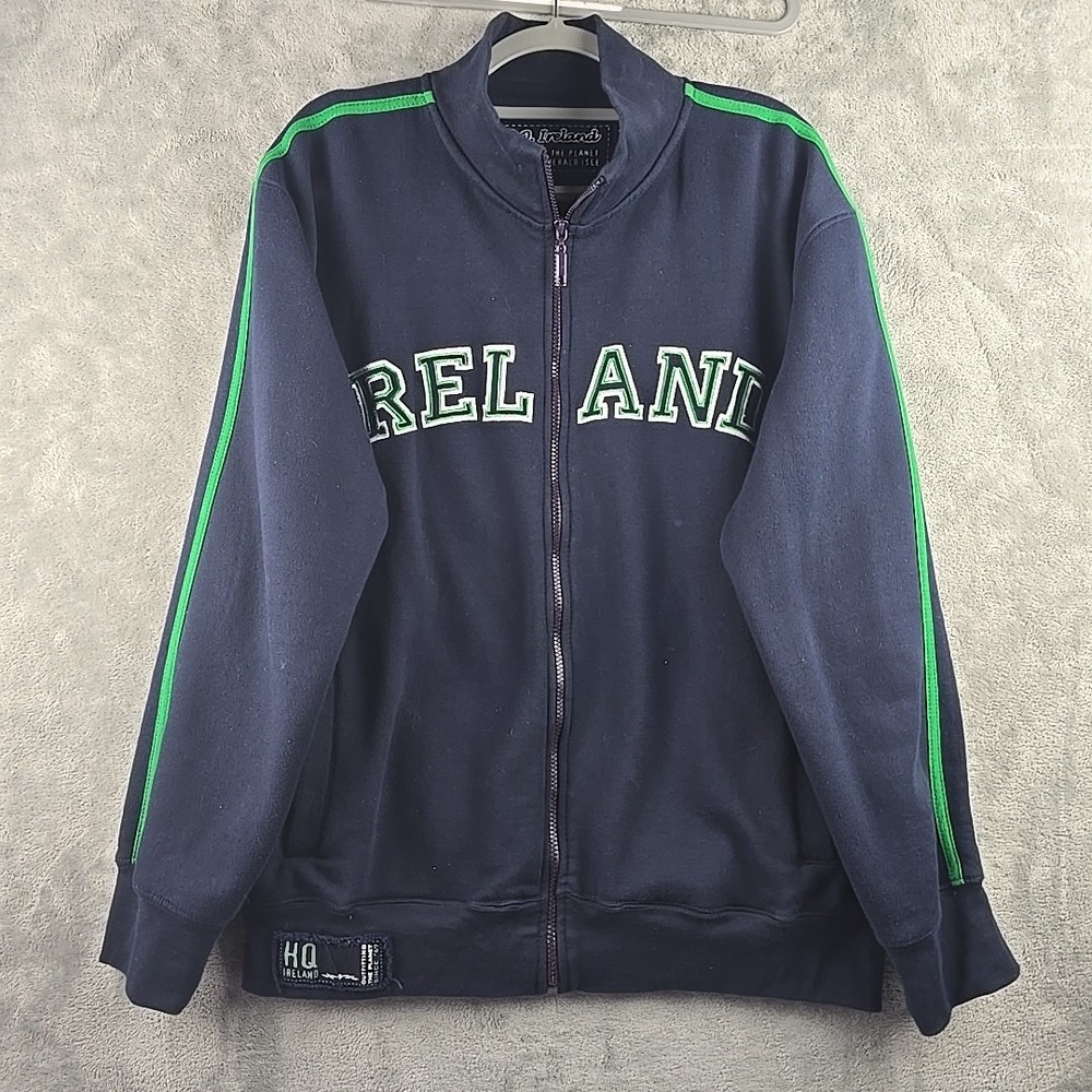 Malham H.Q. Ireland Jacket Sweater Mens 2XL Blue Green‎ Fleece Soccer Sports